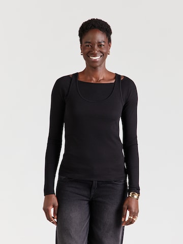QS - Camiseta en negro: frente