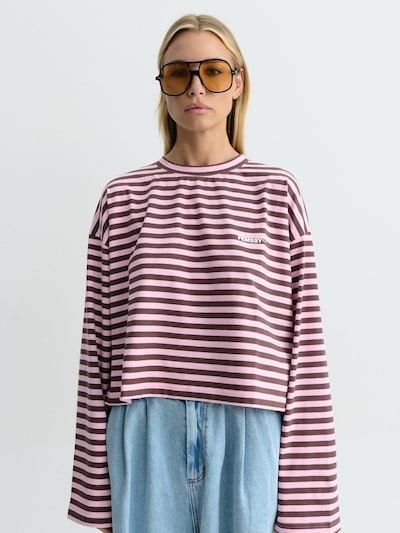 FEMSSY T-shirt 'ELIN STRIPE LONGSLEEVE' en rose, Vue avec produit