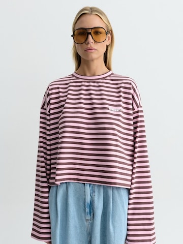 FEMSSY Shirt 'ELIN STRIPE LONGSLEEVE' in Pink: front