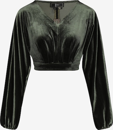Camicia da donna di faina in verde: frontale