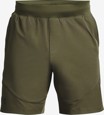 UNDER ARMOUR Regular Workout Pants 'Unstoppable' in Green: front