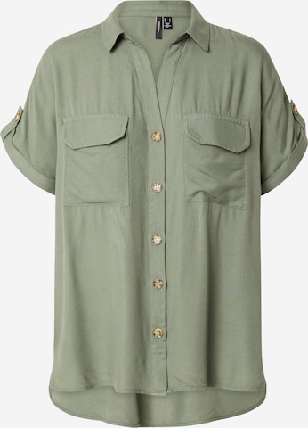 VERO MODA Blouse 'BUMPY' in Groen: voorkant