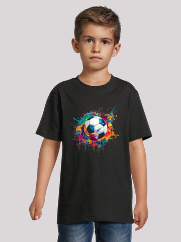 F4NT4STIC Shirt 'Colorful Soccer Ball Graphic Design' in Zwart: voorkant