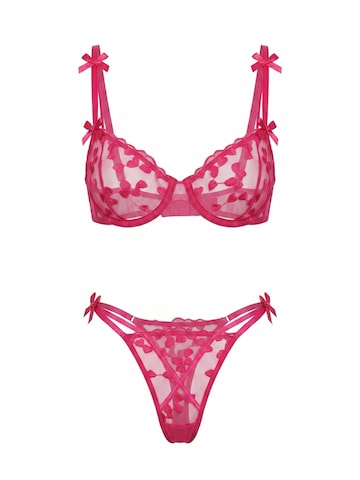 L.BEV Balconette Underwear sets 'Amore Rosa' in Pink: front
