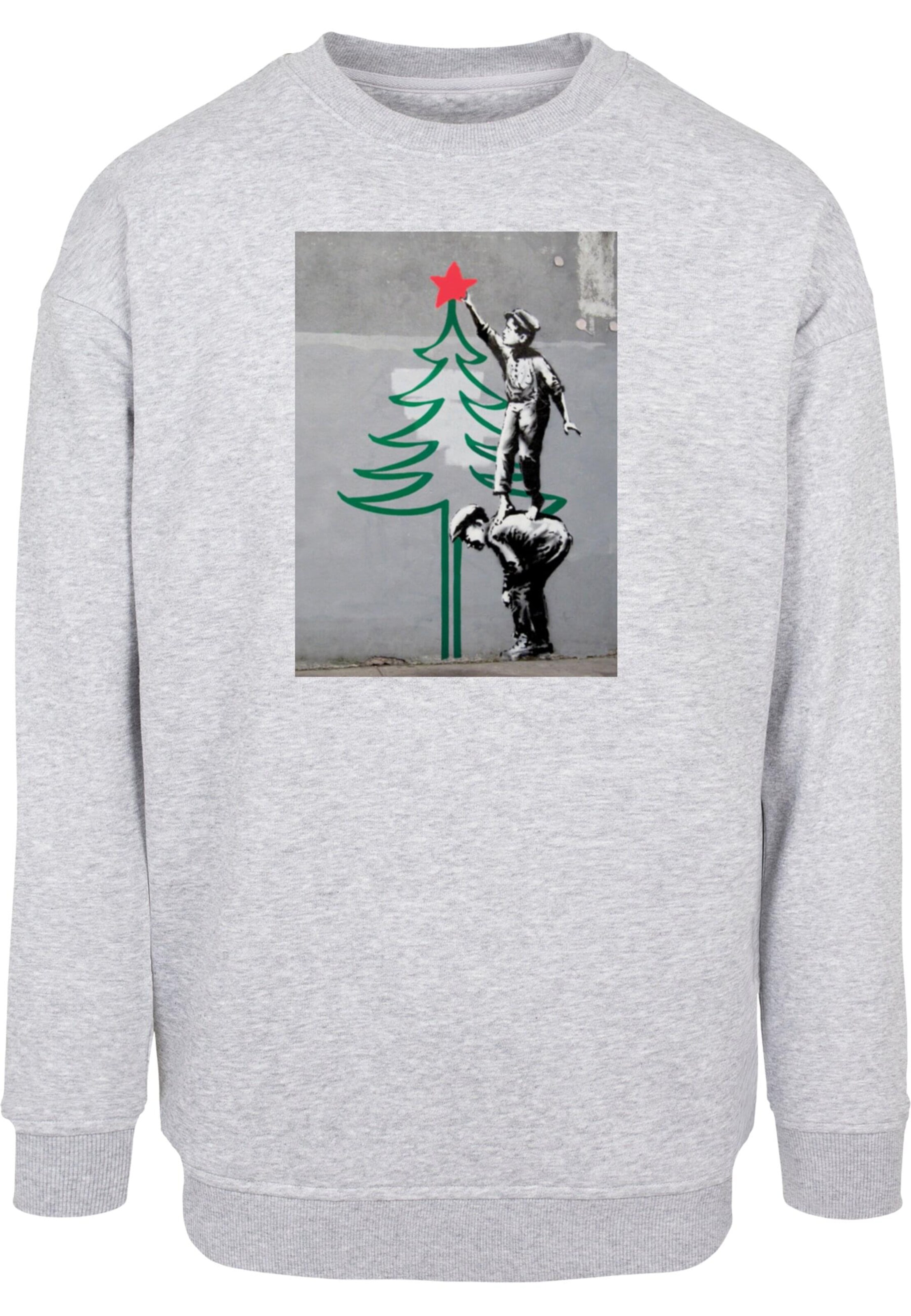 Sweat-shirt 'Banksy - Christmas Tree' Merchcode en gris : devant
