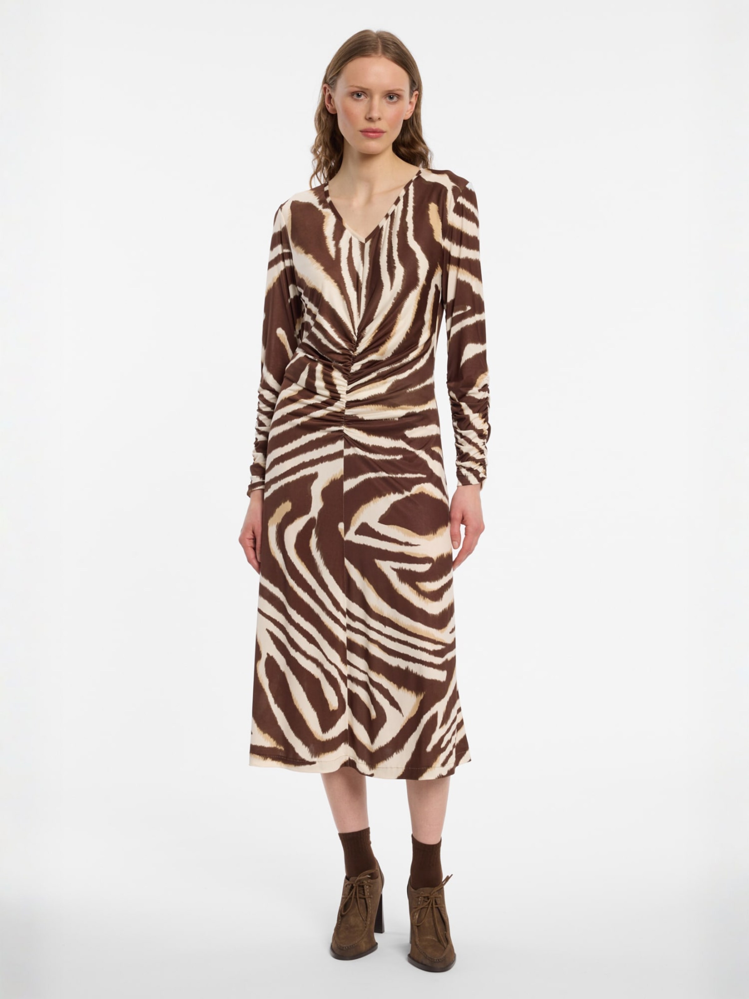 Ana Alcazar Jurk 'Eugory' in Beige: voorkant