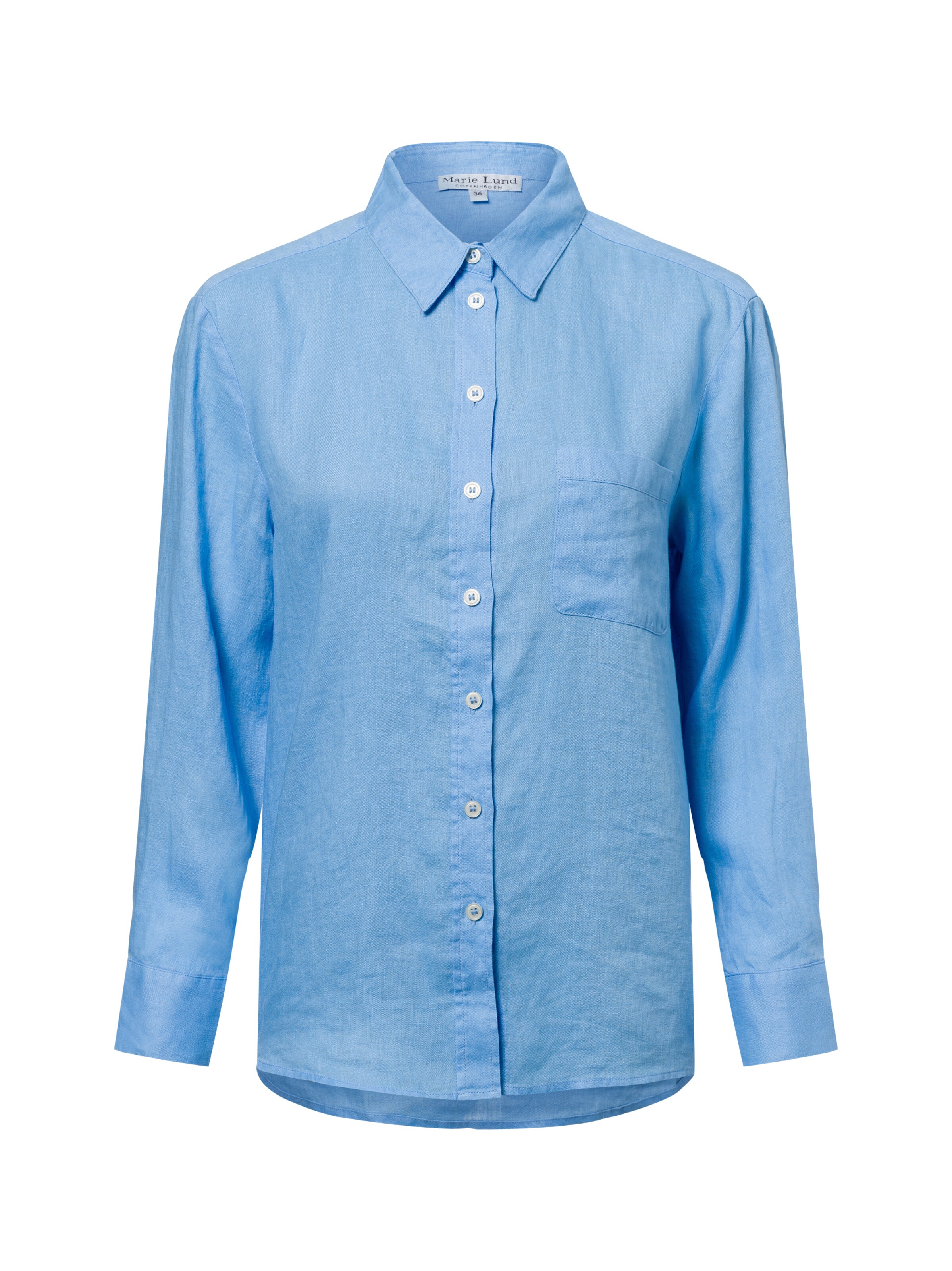 Marie Lund Leinenbluse in Blau: Vorderseite