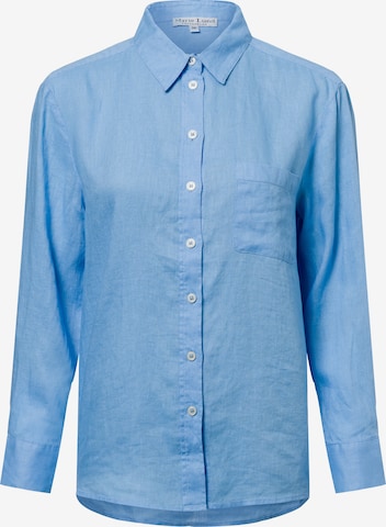 Marie Lund Leinenbluse in Blau: Vorderseite
