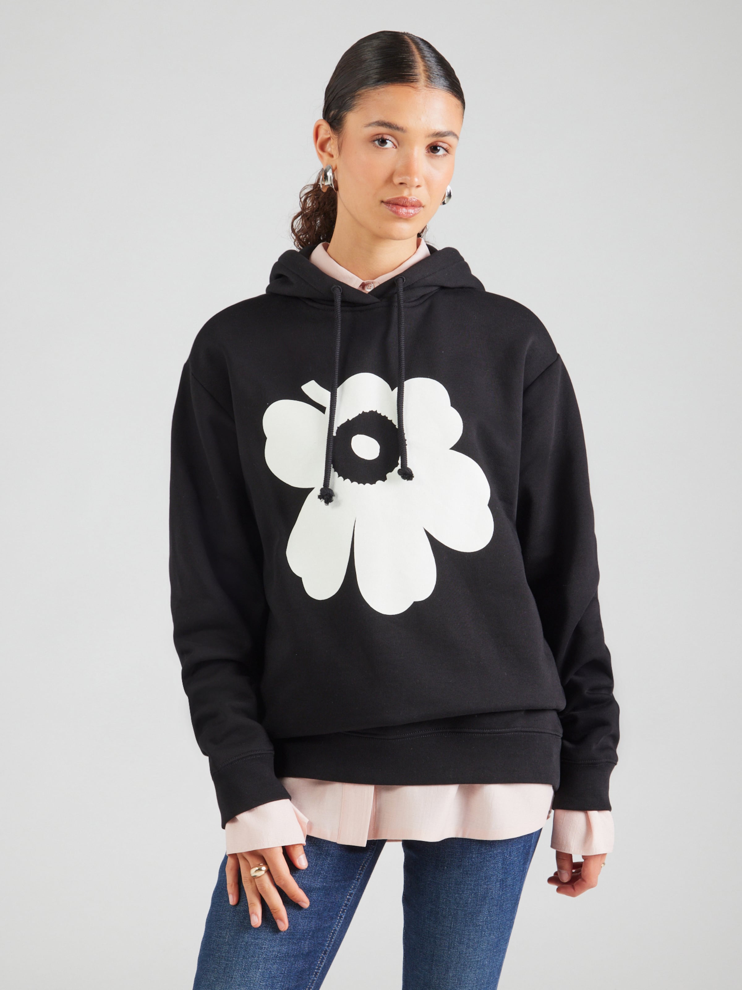 marimekko UNIKKO / RUNOJA 裏起毛パーカー Marimekko Sweatshirt 'RUNOJA' in Black | ABOUT YOU