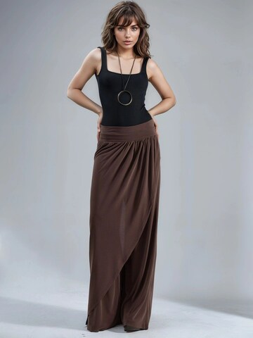 Busem Wide leg Broek in Bruin