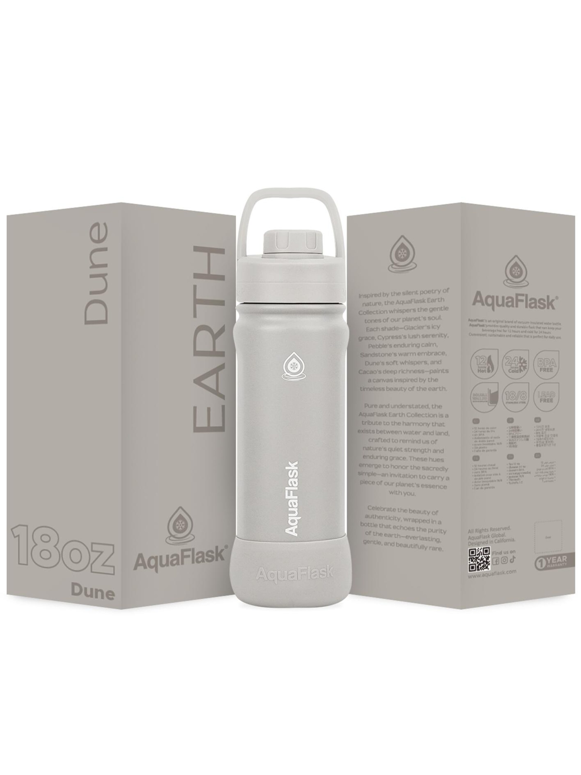 AquaFlask Láhev na vodu 'AquaFlask Termoláhev EARTH 532 ml CACAO' – béžová