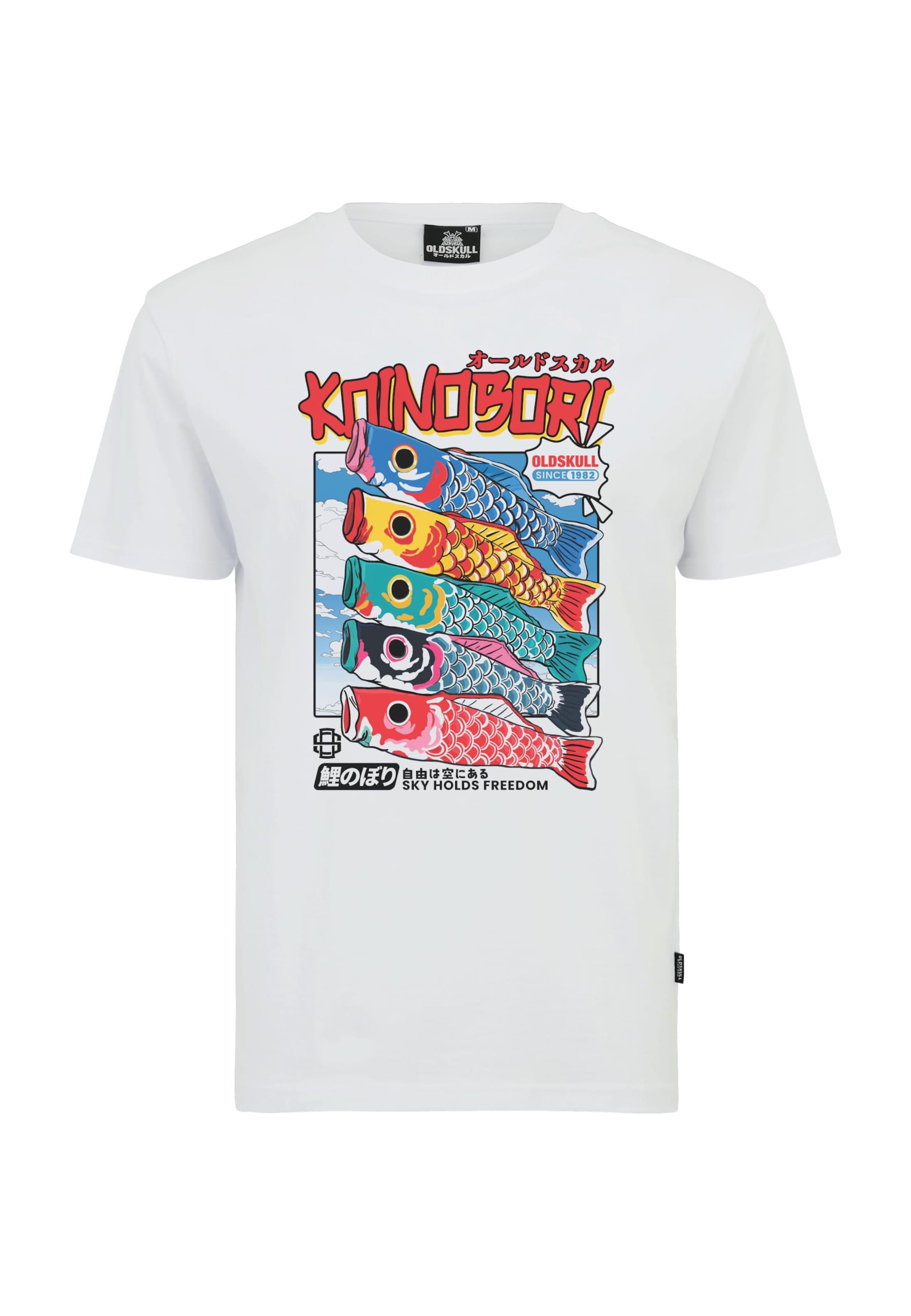 Oldskull Shirt 'Koinobori Design' in White: front