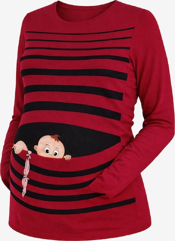M.M.C. Shirt 'Baby Flucht Umstandslangarmshirt' in Red: front