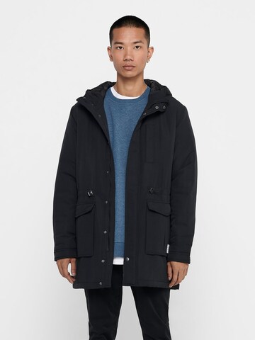 Only & Sons Winterparka 'Jack' in Zwart: voorkant