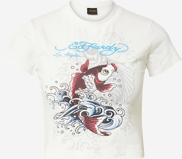 Ed Hardy Shirt 'KOI' in White: front