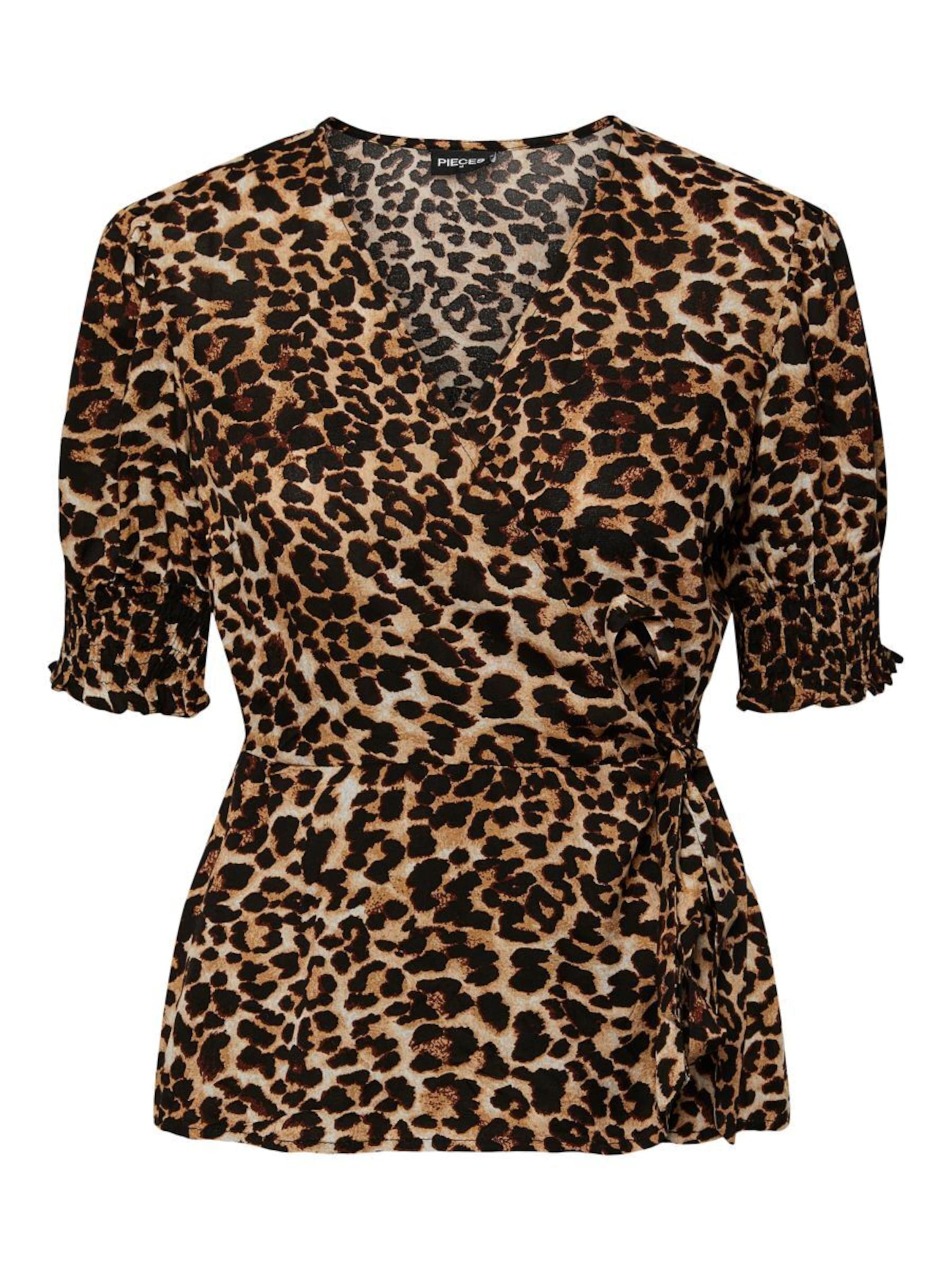 PIECES Bluse 'TALA' i brun: forside