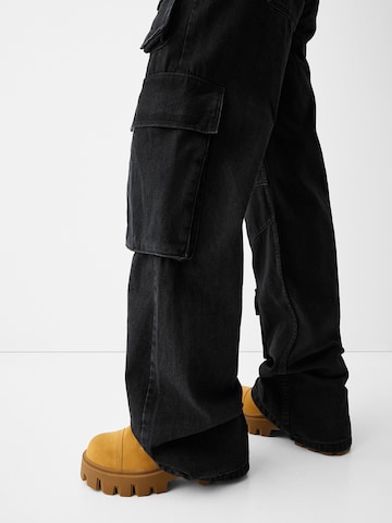 Wide Leg Jeans cargo Bershka en noir