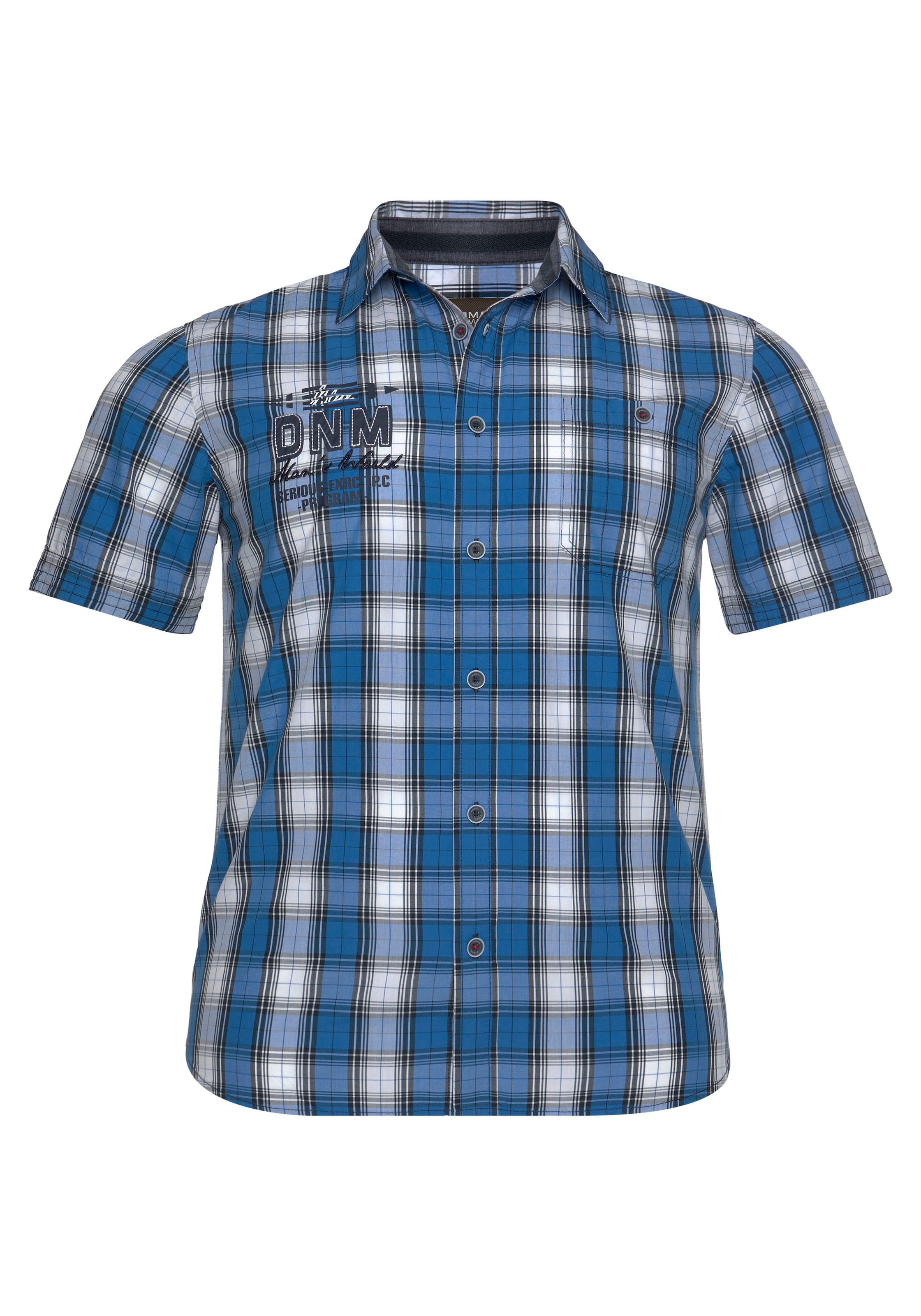 Man's World Comfort Fit Man's World Kurzarmhemd in Blau: Vorderseite