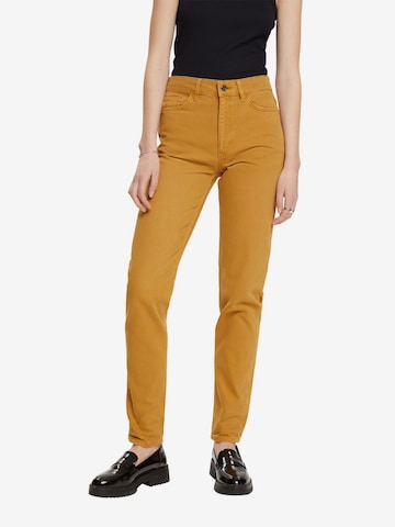 Coupe slim Pantalon ESPRIT en jaune : devant