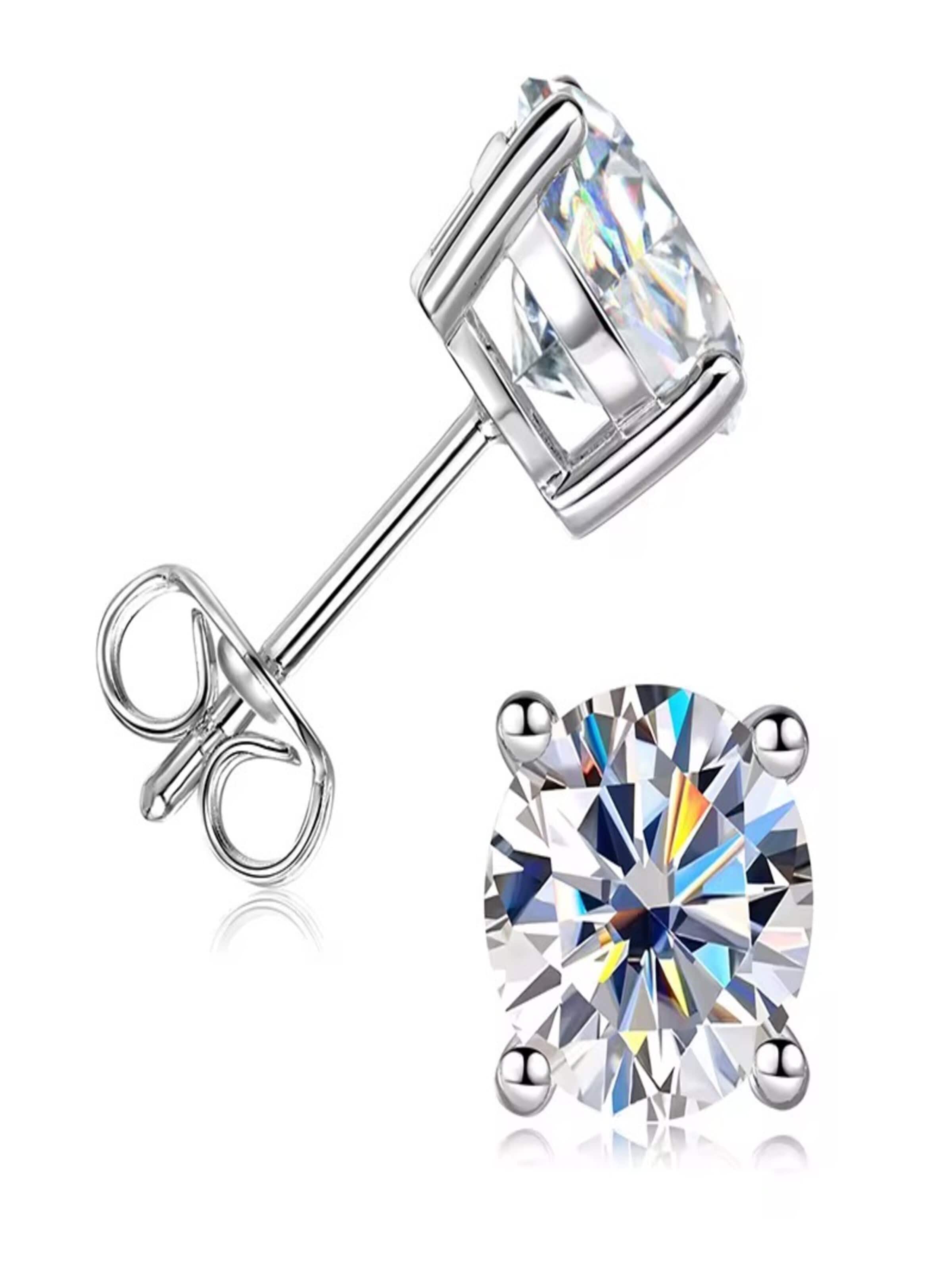 ROUGEMONT Jewellery Ohrringe 'Moissanit Damen Ohrstecker 6mm mit Echtheitszertifikat 1,0ct'‌‌‌‌‌‌ in Silber: Vorderseite