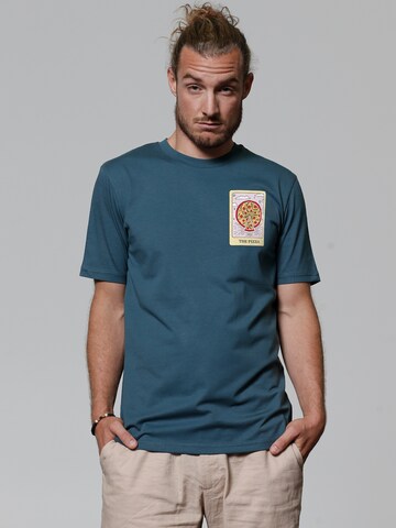 Maglietta 'Tarot The Pizza' di Watapparel in blu: frontale