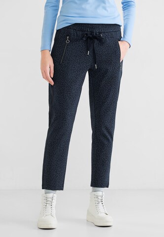 Regular Pantalon 'Bonny Leo Jacquard' STREET ONE en bleu : devant