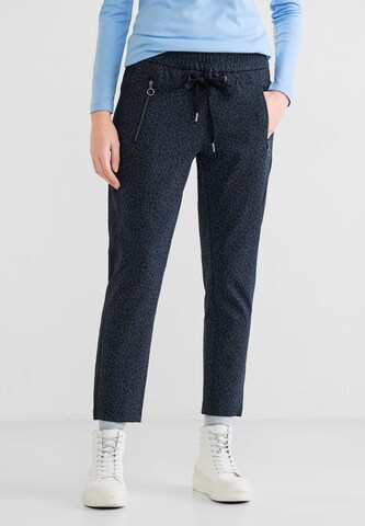 STREET ONE Regular Broek 'Bonny Leo Jacquard' in Blauw: voorkant