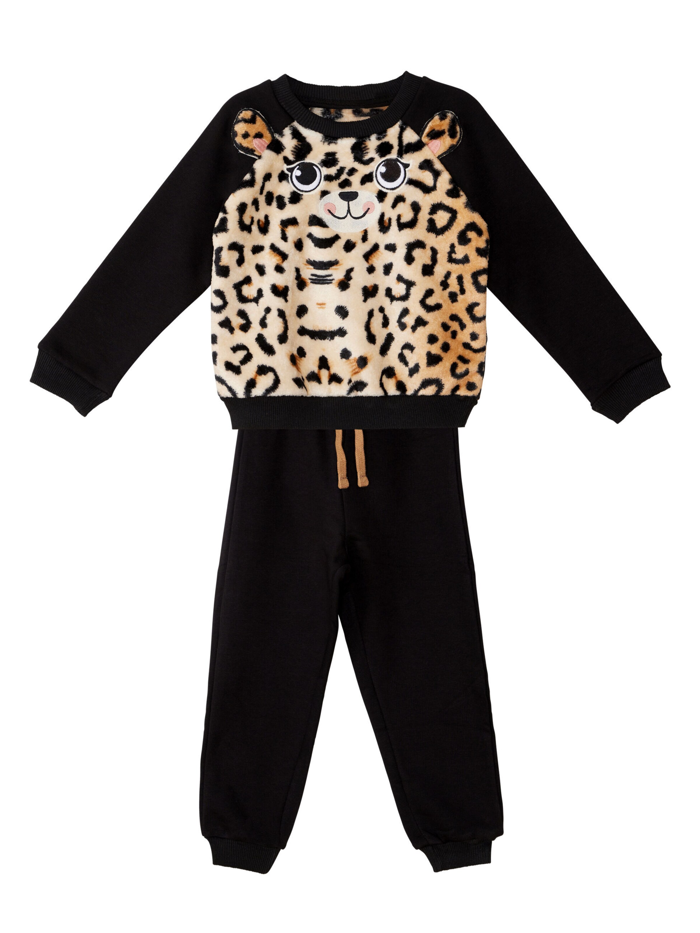 Denokids Tracksuit 'Plush Leopard' in Mixed colors: front