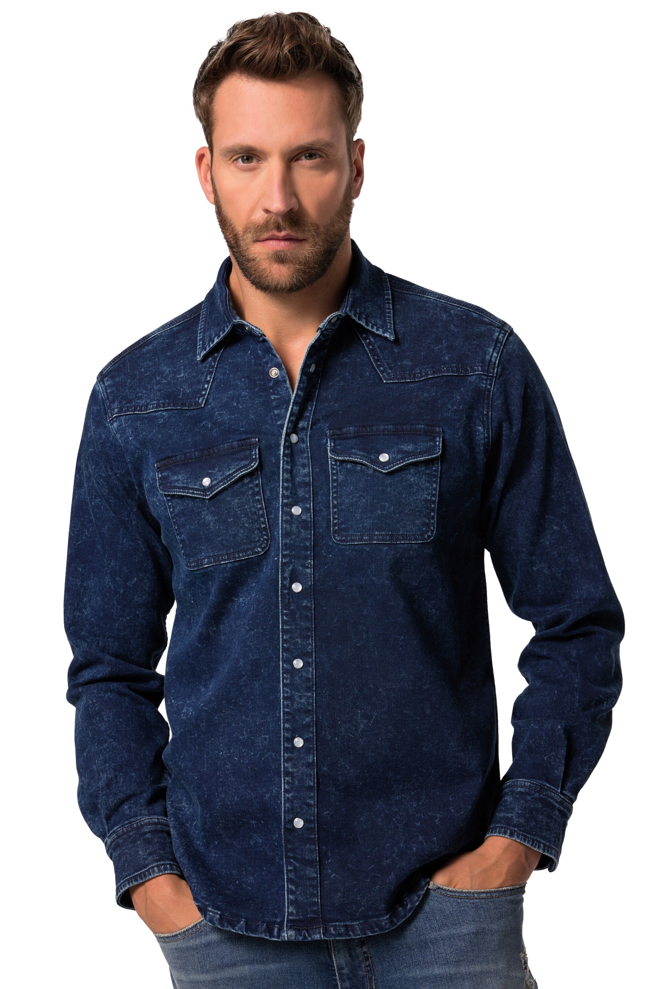 JP1880 Regular fit Button Up Shirt in Blue: front