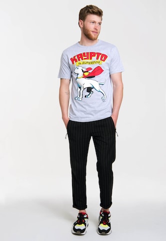 LOGOSHIRT Shirt 'Superdog - Krypto' in Grey