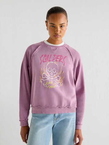 Scalpers Sweatshirt 'Flame Skull' in Purple