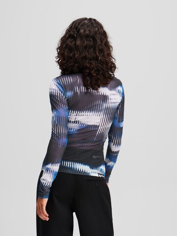KARL LAGERFELD JEANS Top ' MESH-TOP MIT GLITCH-PRINT ' | črna barva