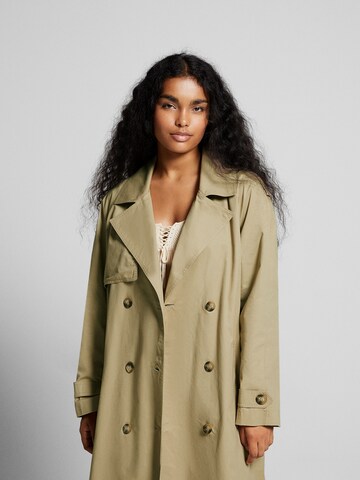 Bershka Between-Seasons Coat in Beige: front