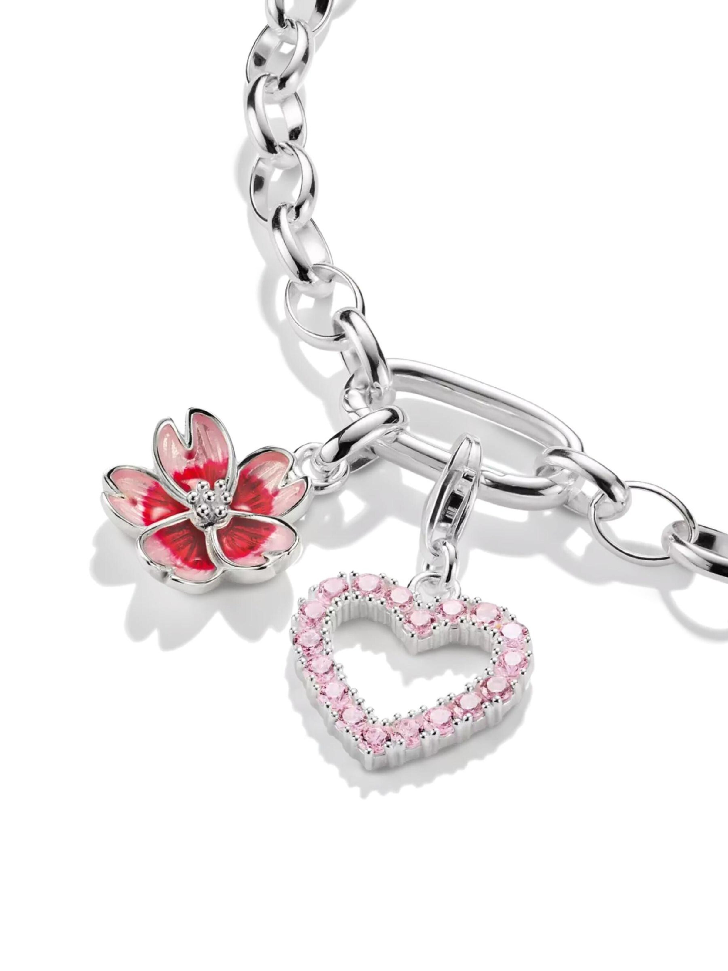 Pendentif 'Silver Charm Pendant Cherry Blossom Connect' Thomas Sabo en rouge