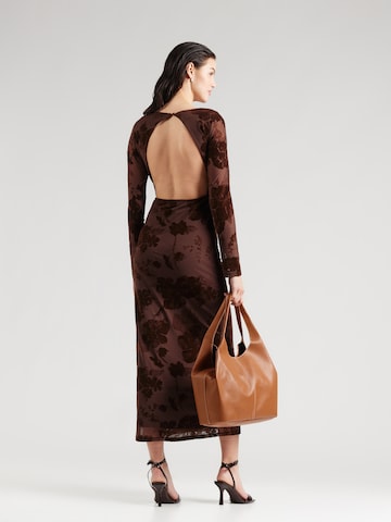 Gina Tricot - Vestido de festa 'Burnout' em castanho