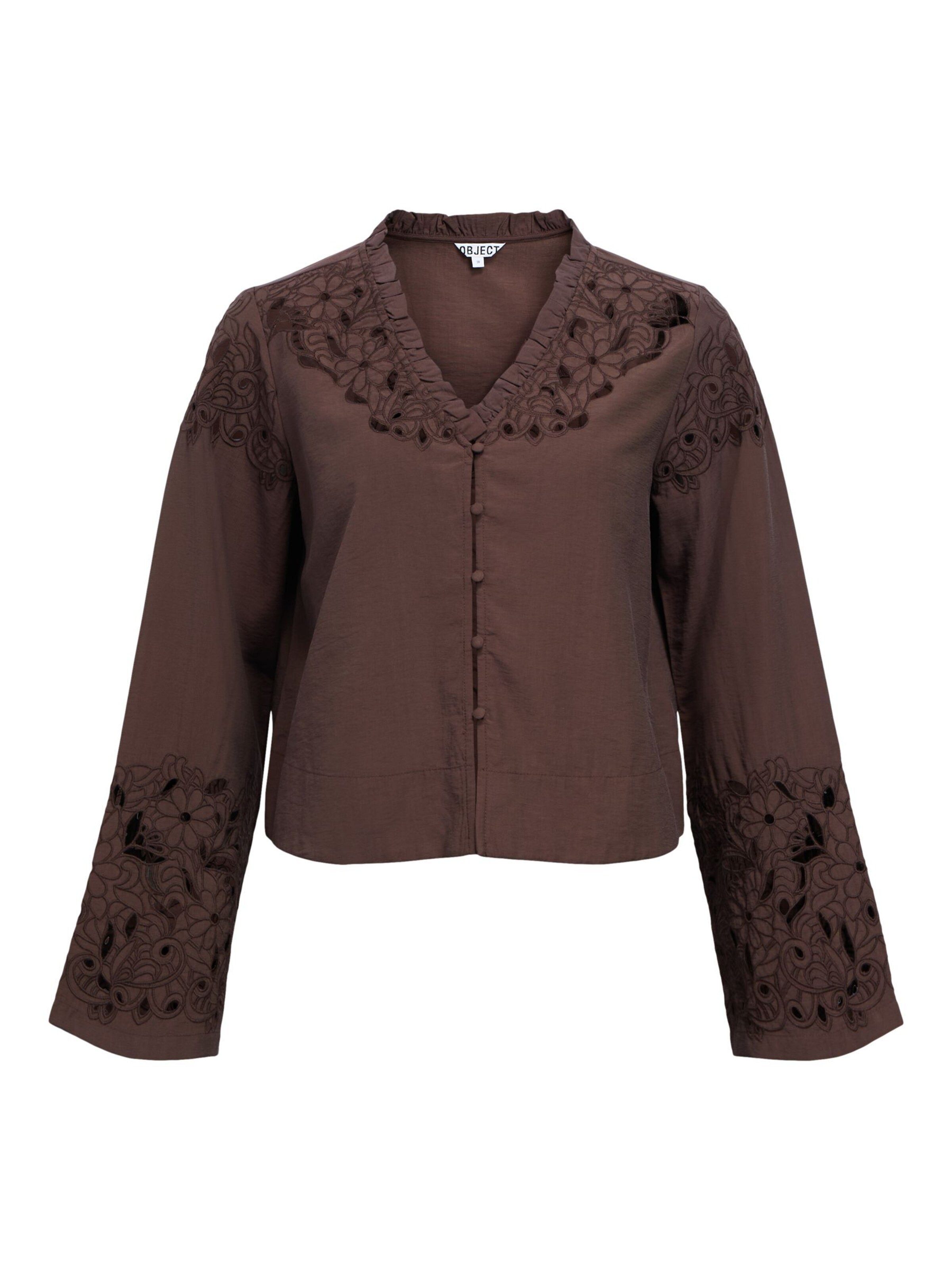 Camicia da donna 'OBJIsla' di OBJECT in marrone: frontale