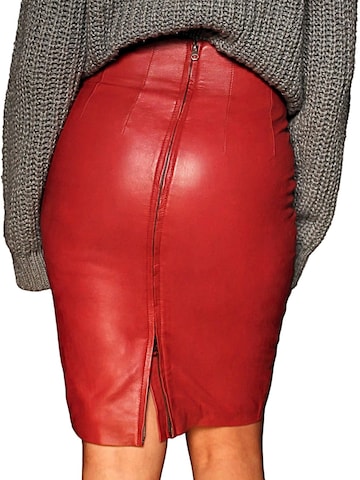 Jupe 'Lederrock Hohe Taille super Echtleder Lammnappa rot' Be  Noble en rouge