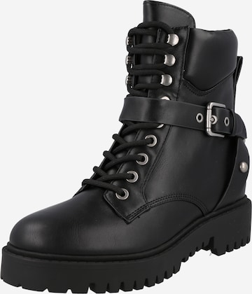GUESS Lace-Up Ankle Boots in Black: front