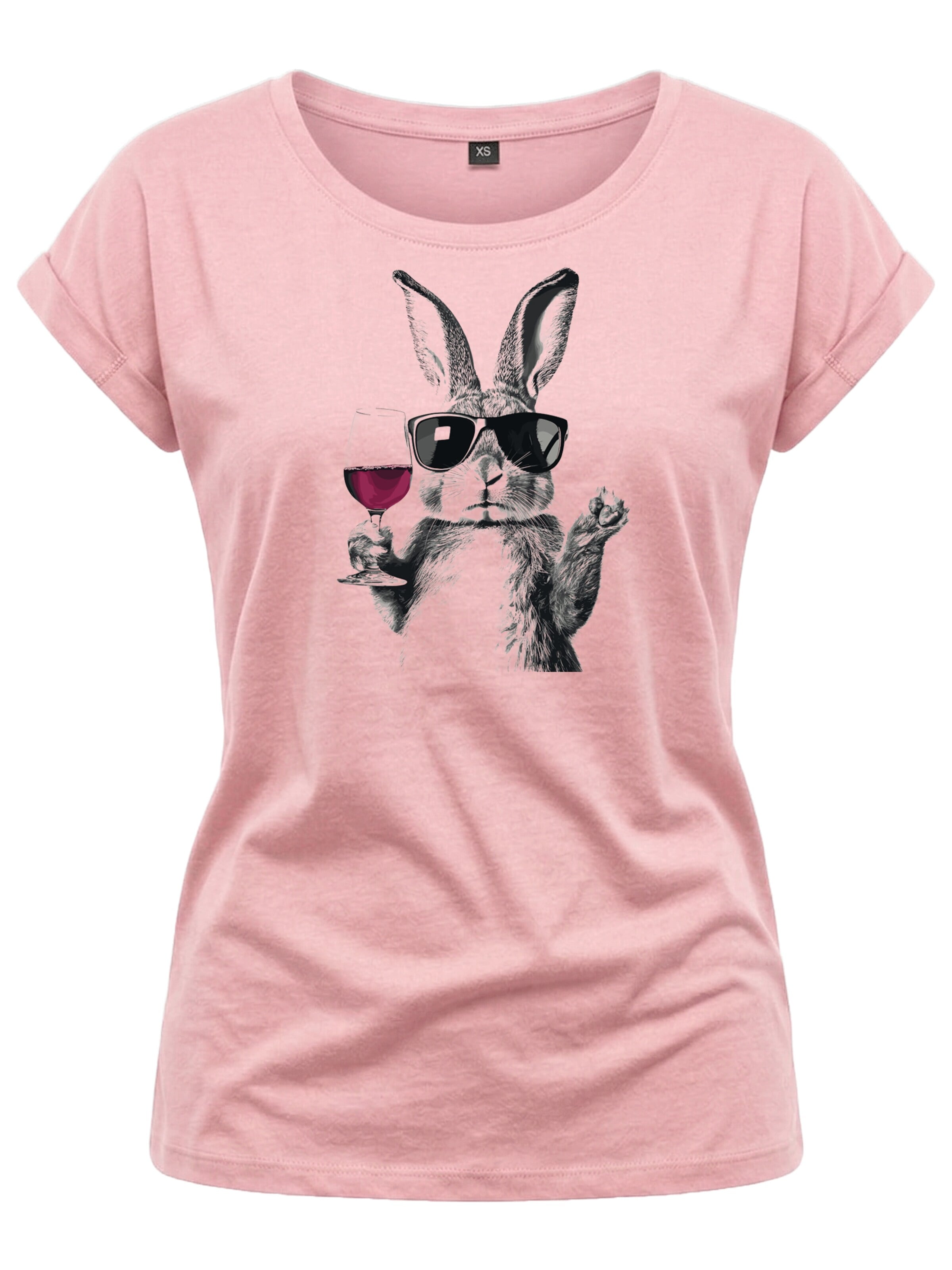 MAKAYA Shirt 'Wein Hase' in Pink: front