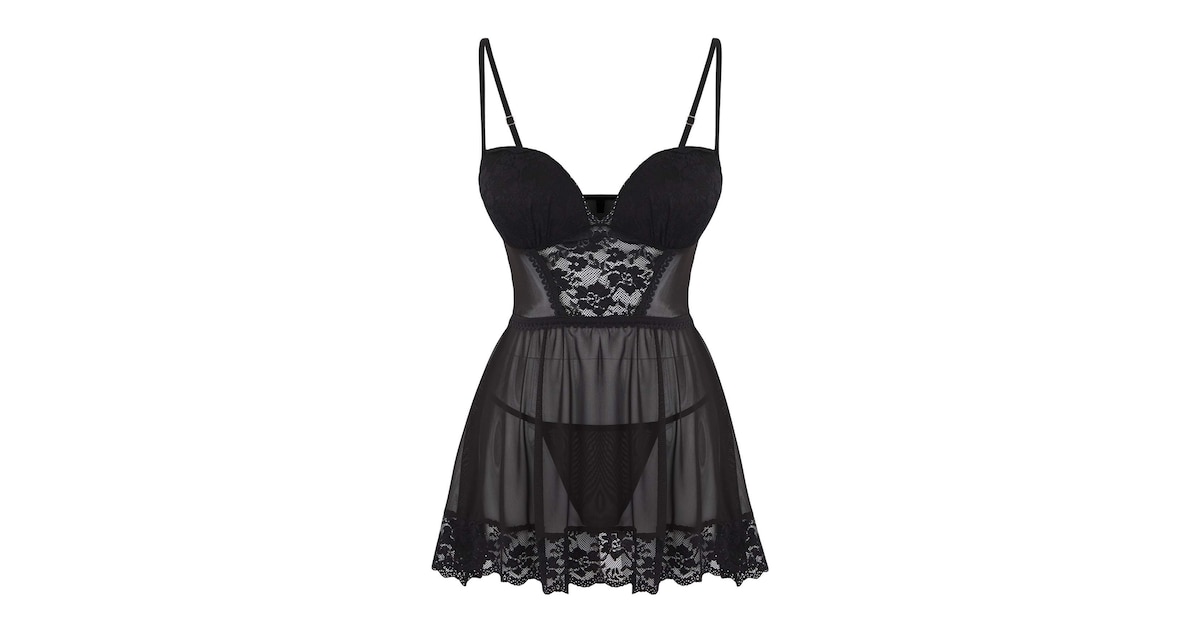 Trendyol Set: Negligée und String 'Babydoll' in Schwarz | ABOUT YOU