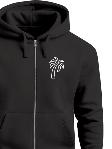 Neverless Zip-Up Hoodie 'Palm Lineart' in Black