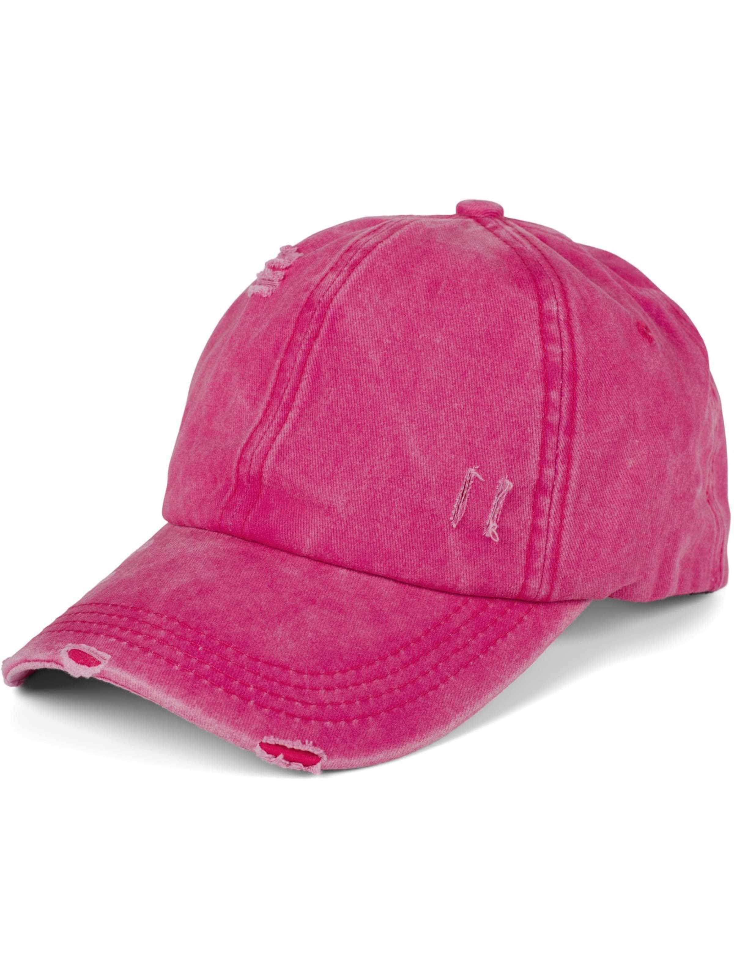 styleBREAKER Cap 'Ponytail Baseball Cap Used Look' in Pink: front