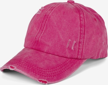 styleBREAKER Cap 'Ponytail Baseball Cap Used Look' in Pink: front