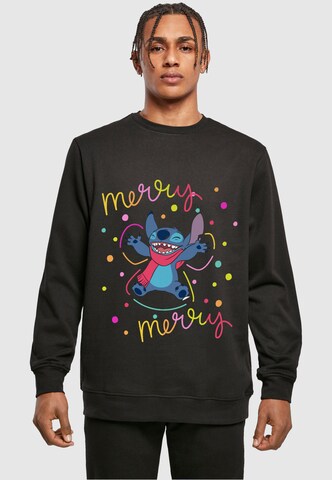 Sweat-shirt 'Lilo And Stitch - Merry Rainbow' ABSOLUTE CULT en noir : devant