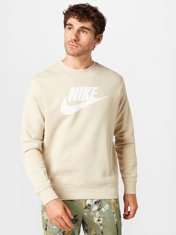 Nike Sportswear Athletic Sweatshirt in Beige: front