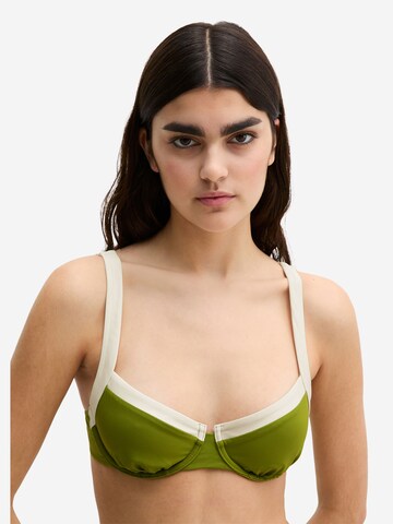 Marc O'Polo T-Shirt Bügel-Bikini-Top ' Contrast Binding ' in Grün: Vorderseite