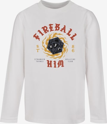 ABSOLUTE CULT Shirt 'Stranger Things - Fireball Dice 86' in Wit: voorkant