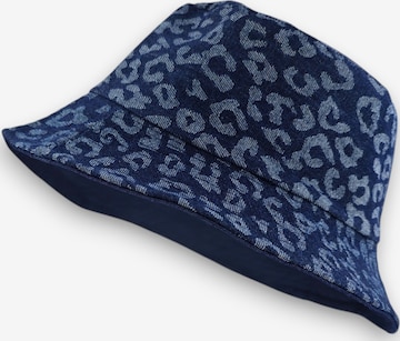 styleBREAKER Hat '2-in-1 Denim Fischerhut mit Leoparden Muster' in Blue: front