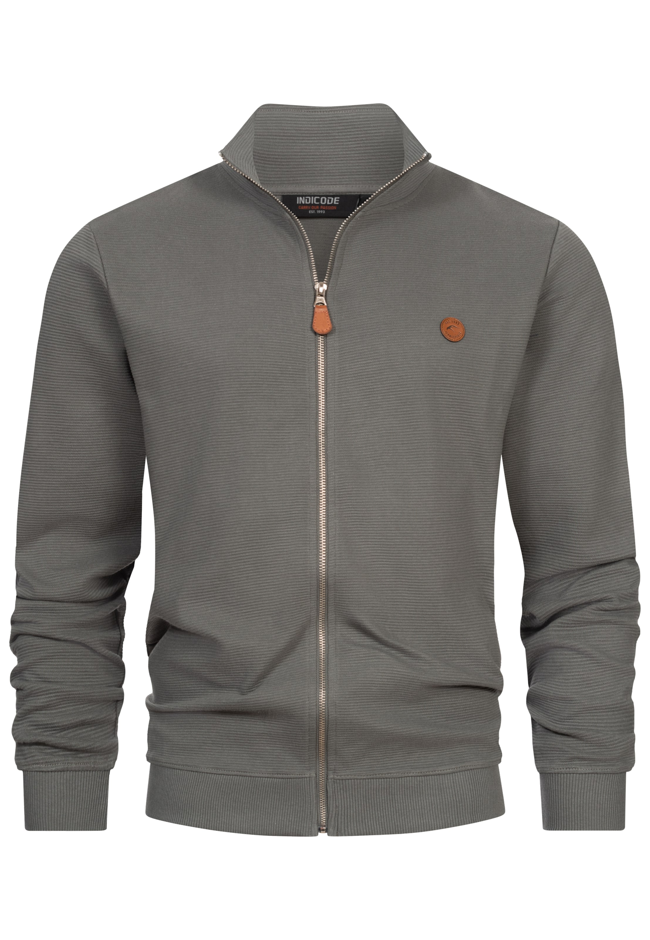 INDICODE JEANS Sweat jacket 'Guadalupe' in Grey: front
