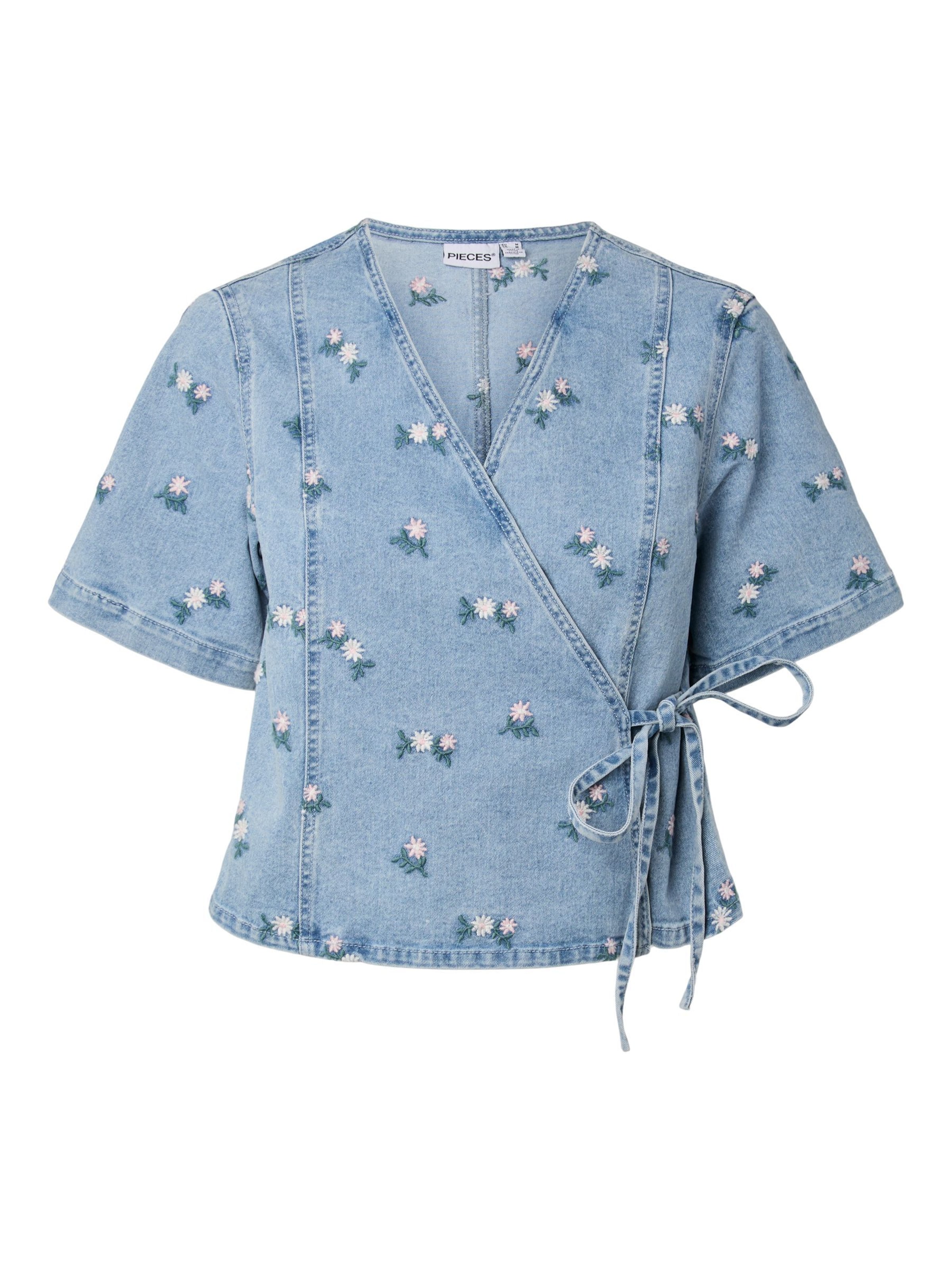 Chemisier 'PCFlora' PIECES en bleu : devant